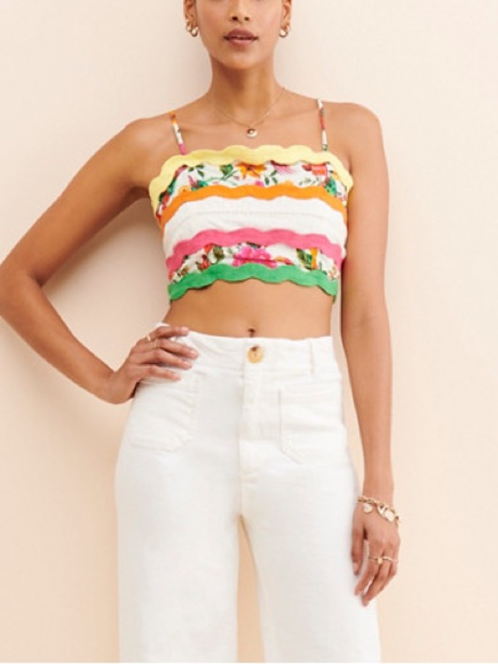 Farm Rio Toucan’s Garden Floral Wrap Crop Top | XS